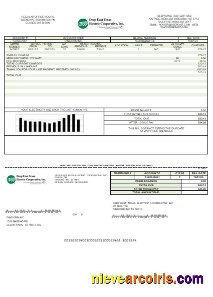 Deep East Texas Electric utility business bill